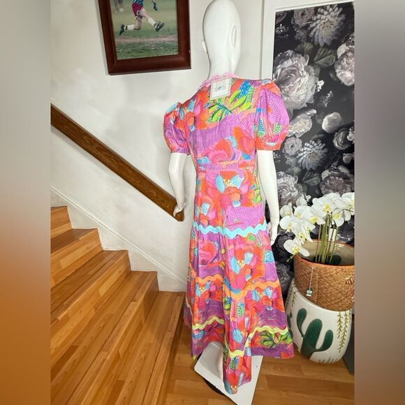 Marié Victoria Dunn Pink and Orange Puff Sleeve Maxi Dress - Picture 6 of 7